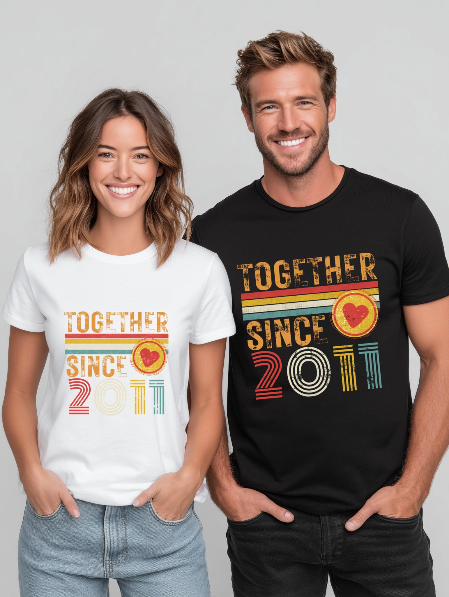 15th Anniversary Matching Couple T-Shirts, Crystal Anniversary Gift