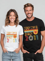 15th Anniversary Matching Couple T-Shirts, Crystal Anniversary Gift