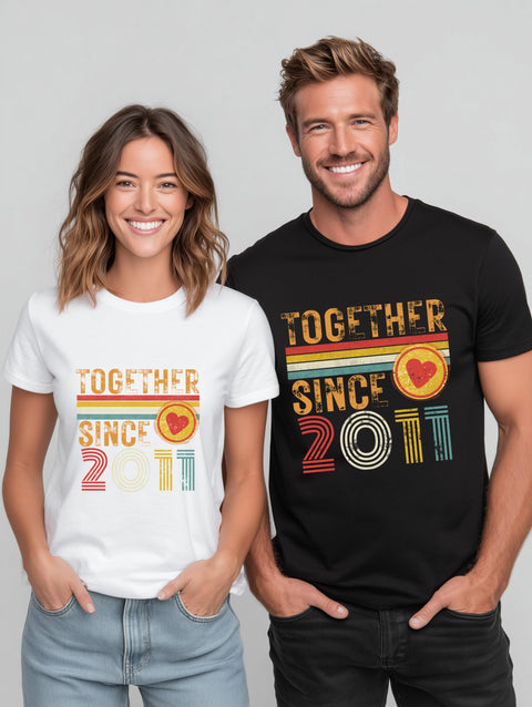 15th Anniversary Matching Couple T-Shirts, Crystal Anniversary Gift