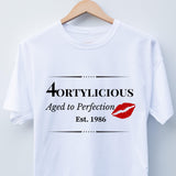 Fortylicious 40th Birthday T-Shirt, Aged to Perfection, Est 1986