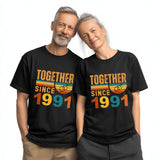 35th Anniversary Matching Couple Shirts, Coral Wedding Gift, Married Since 1991