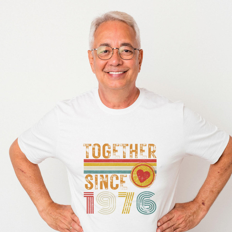 50th Anniversary Matching Couple T-Shirts, Golden Anniversary Gift, Together Since 1976