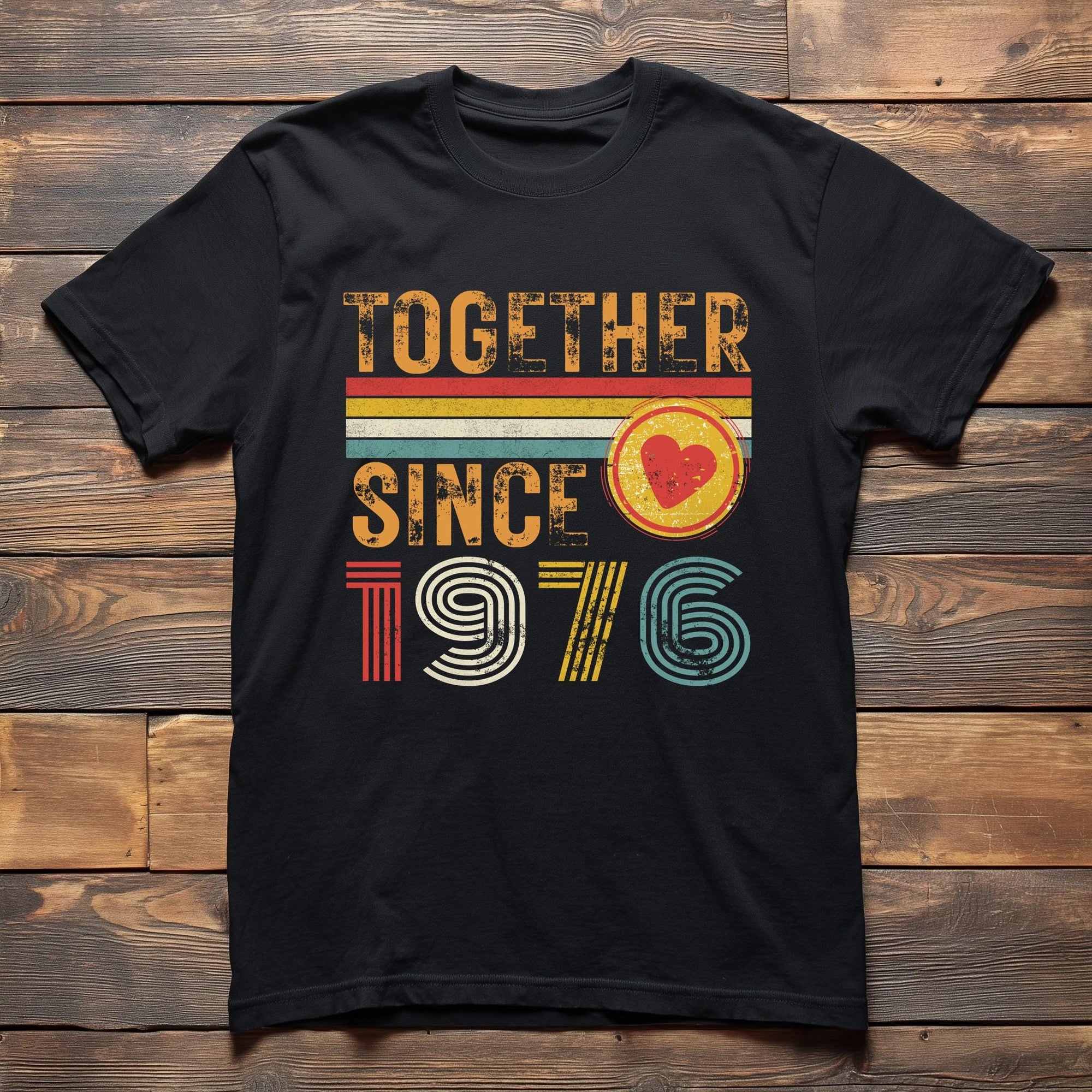 50th Anniversary Matching Couple T-Shirts, Golden Anniversary Gift, Together Since 1976