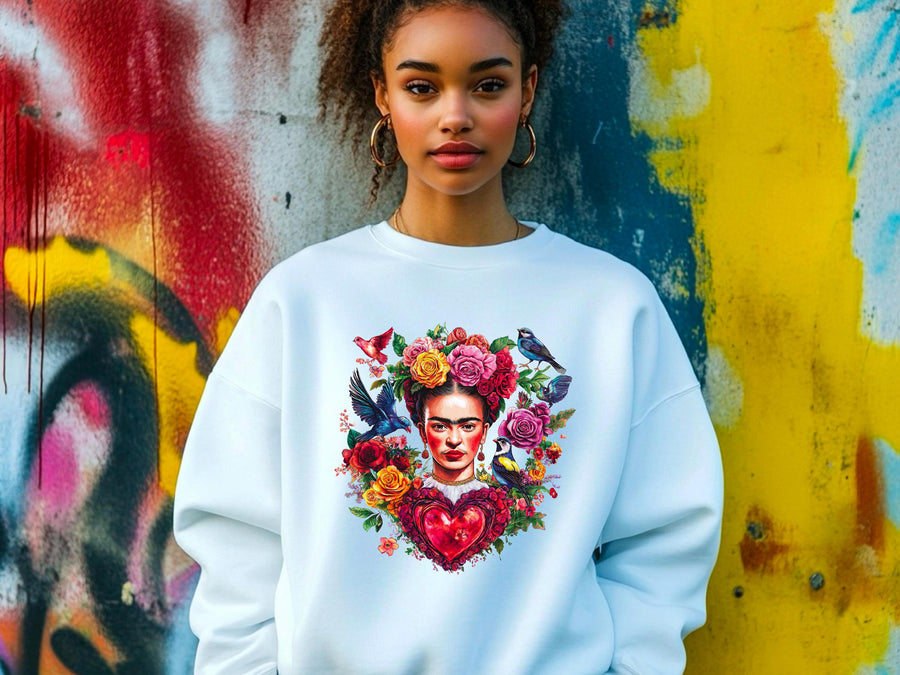 Frida Kahlo Art Sweatshirt | Unique Valentines Gift for Her | Women's Love for Valentine's Day | Frida Inspired 