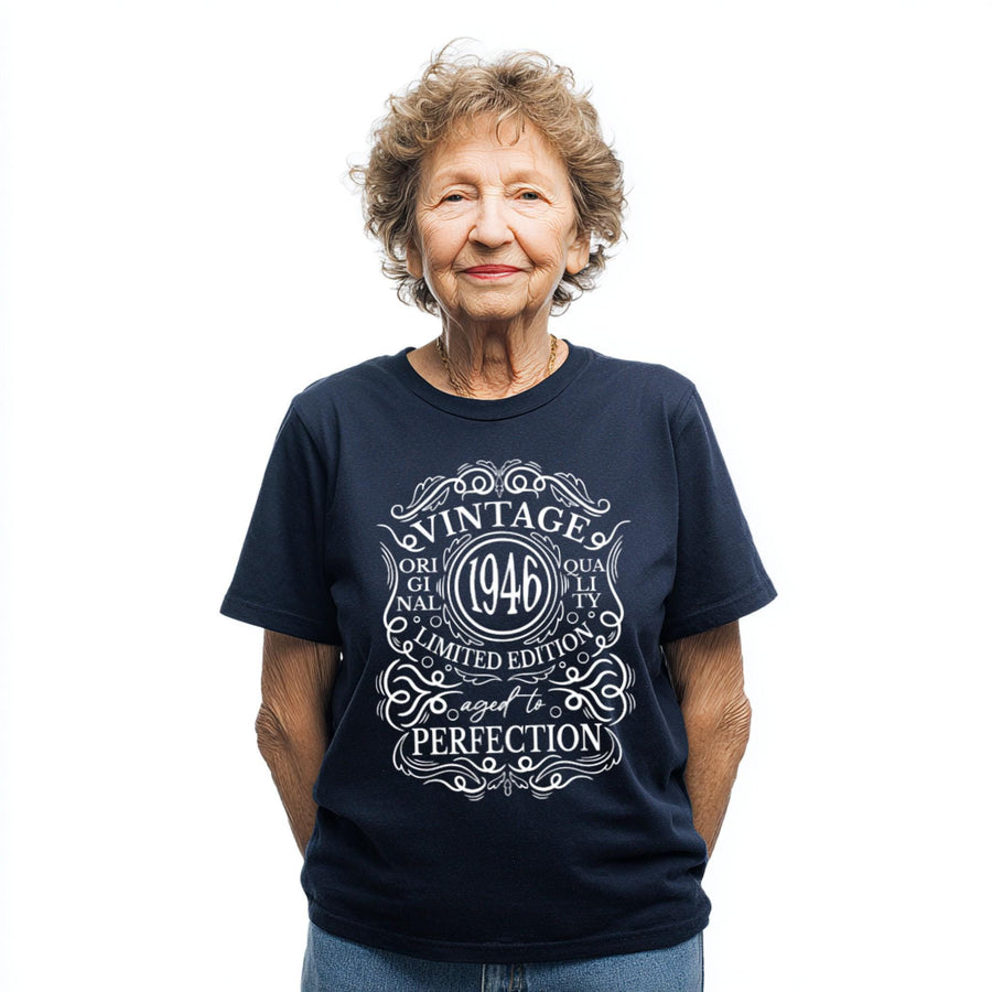 80th Birthday T-Shirt – 1946 Vintage Aged to Perfection