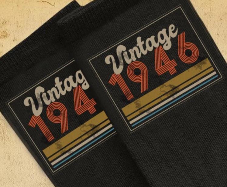 Vintage 1946 Socks | Funny 80th Birthday Gift for Men and Women