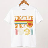 35th Anniversary Matching T-Shirts, Coral Anniversary Gift, Married Since 1991