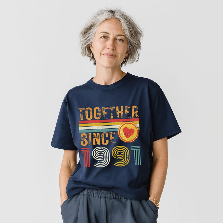 35th Anniversary Matching T-Shirts, Coral Anniversary Gift, Married Since 1991