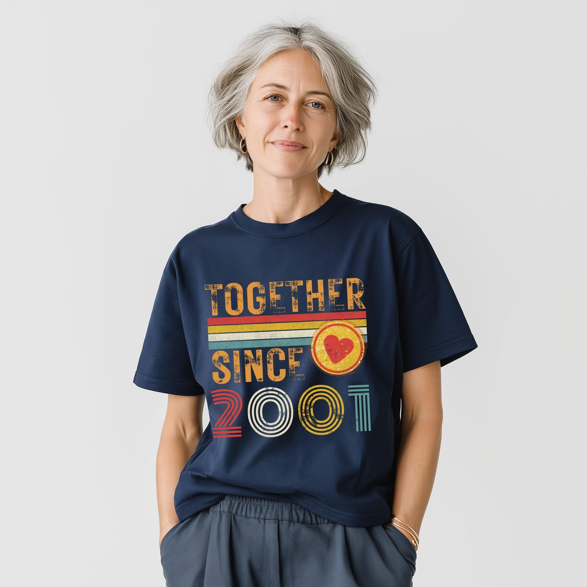 25th Anniversary Couple T-Shirts, Married Since 2001, Silver Anniversary Gift
