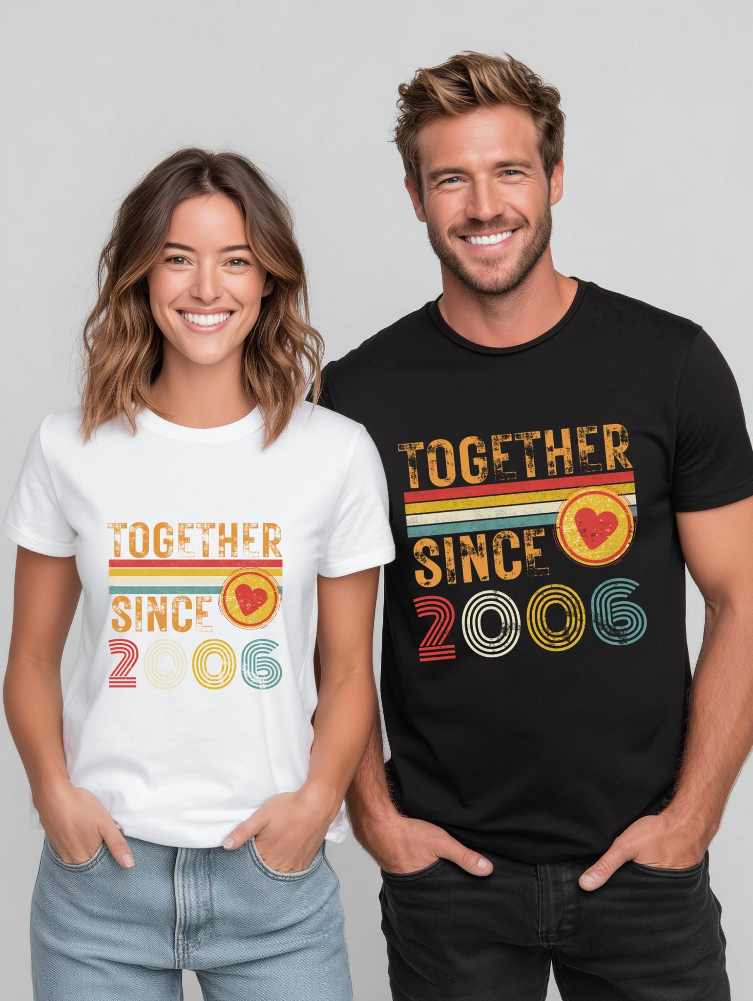 20th Anniversary Matching Couple T-Shirts, China Anniversary Gift