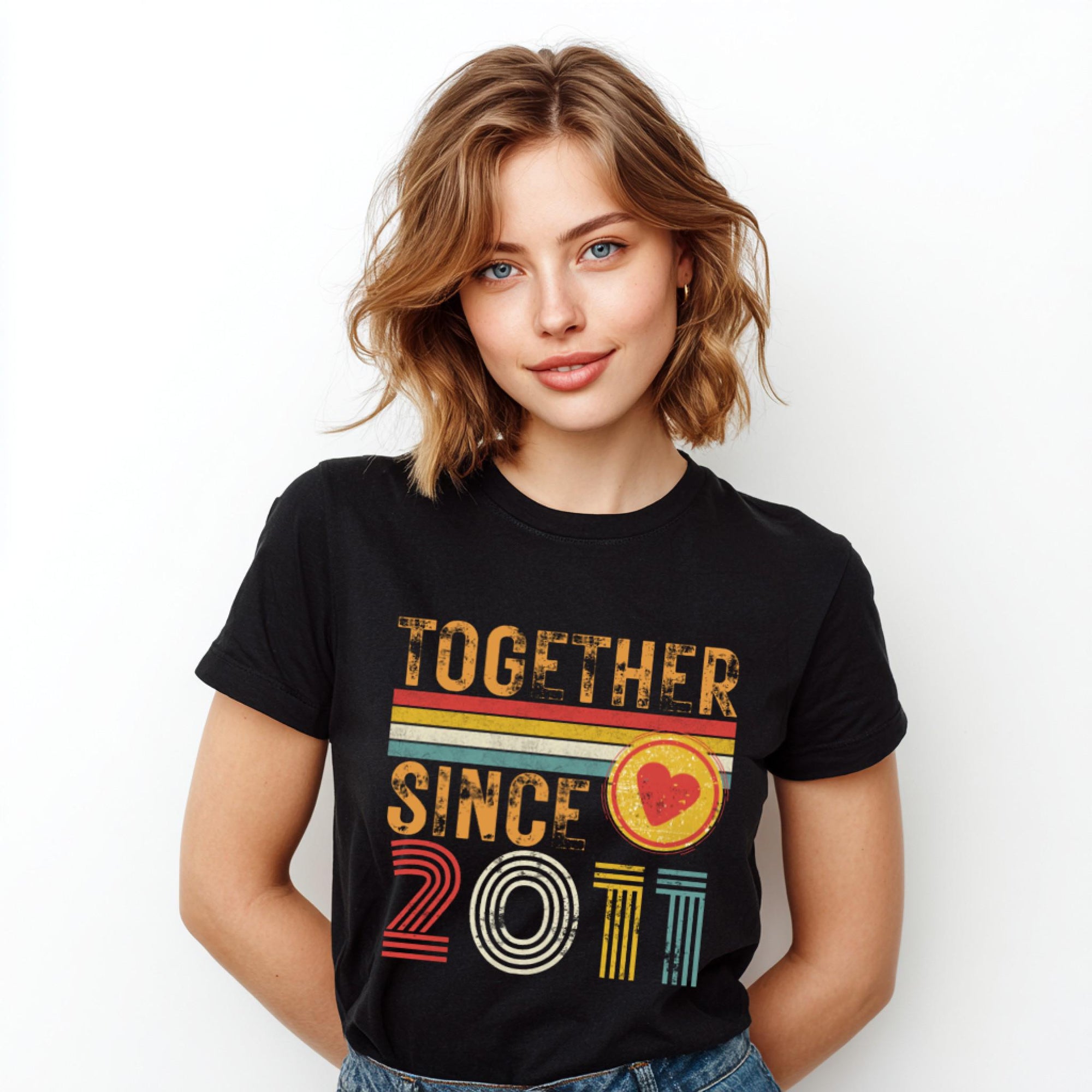 15th Anniversary Matching Couple T-Shirts, Crystal Anniversary Gift