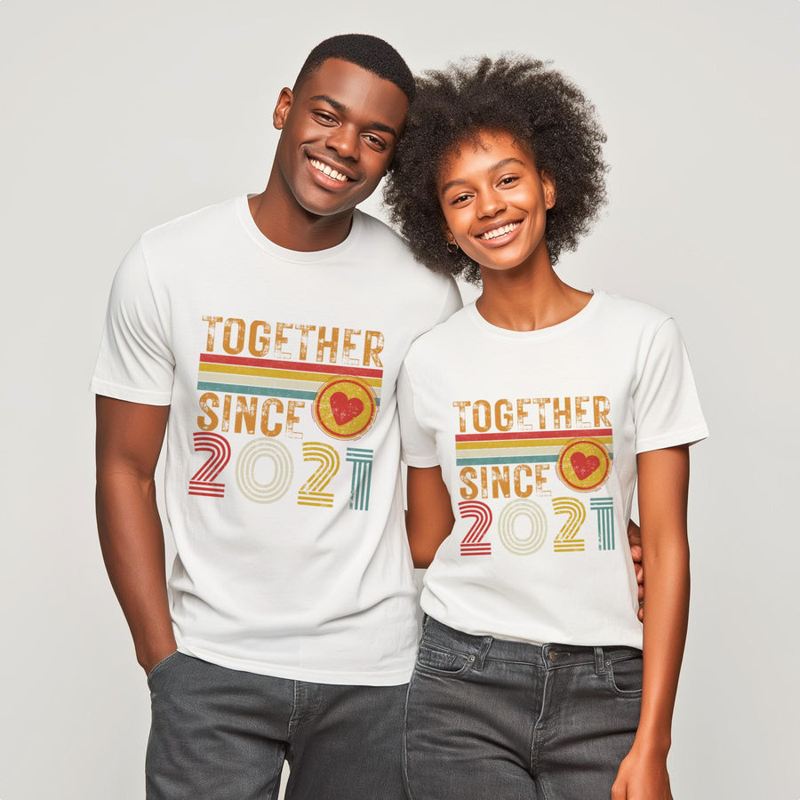 Matching Couple Anniversary T-Shirts, Together Since 2021, Gift for Him and Her