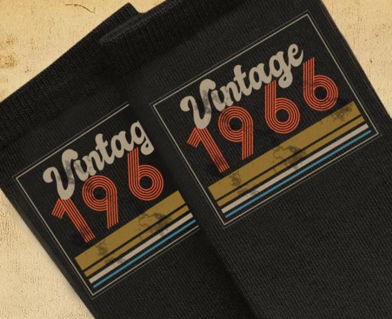 Vintage 1966 Socks | Funny 60th Birthday Gift for Men and Women