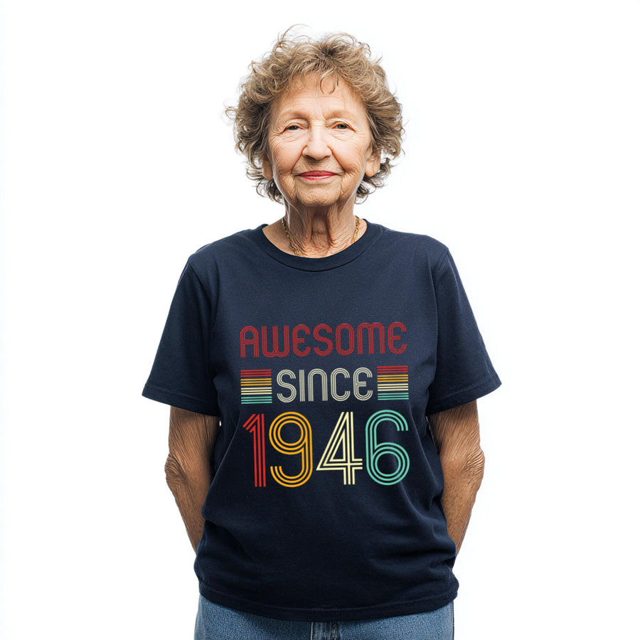 Awesome Since 1946 T-Shirt | Vintage Birthday Gift for Men and Women