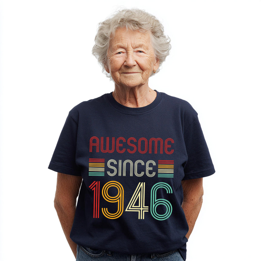 Awesome Since 1946 T-Shirt | Vintage Birthday Gift for Men and Women