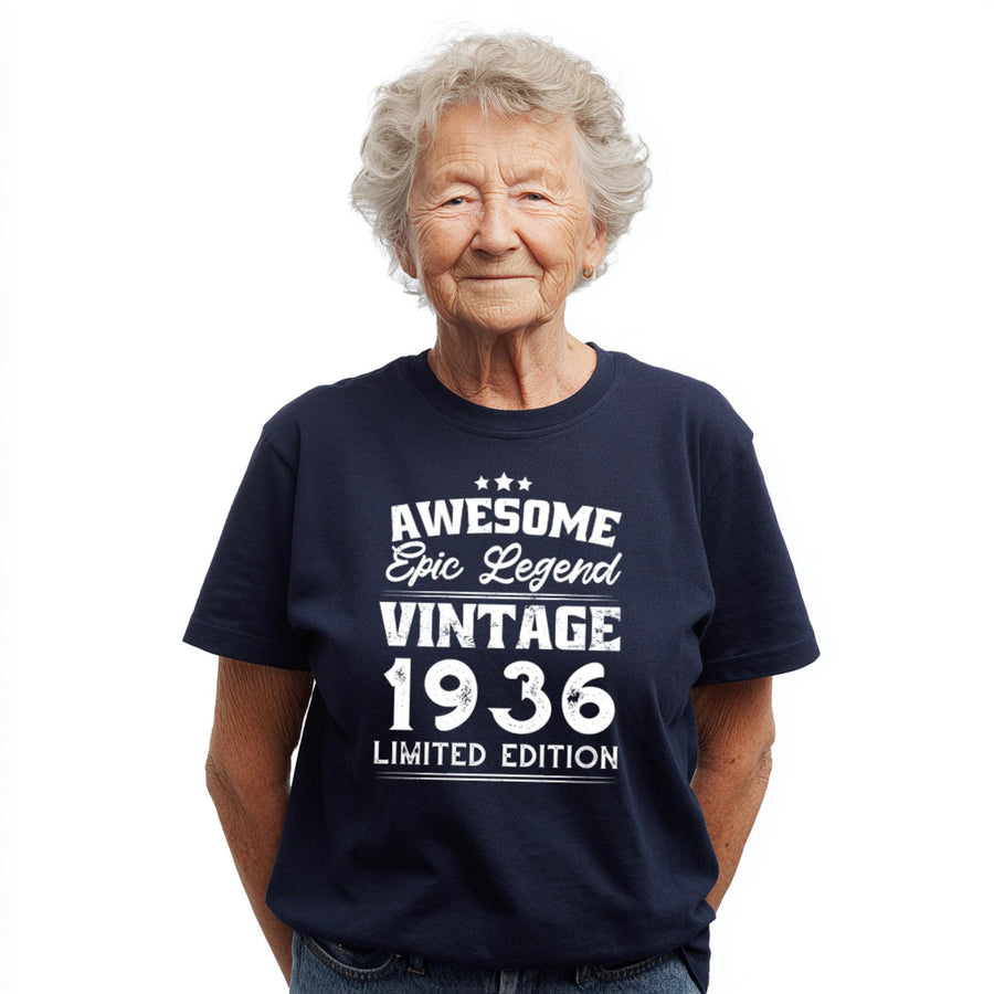90th Birthday Shirt 1936, Vintage 1936 T-Shirt, Awesome Epic Legend Gift, Limited Edition, Born in 1936, Unisex Tee