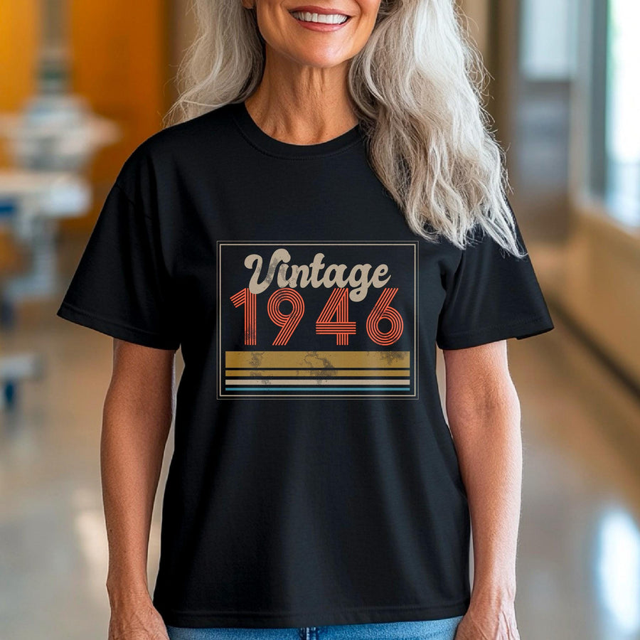 Vintage 1946 Shirt, 80th Birthday Gift, Born in 1946 T-Shirt, Retro Vintage Tee, Classic Year Shirt, Unisex