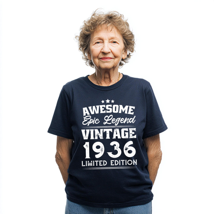 90th Birthday Shirt 1936, Vintage 1936 T-Shirt, Awesome Epic Legend Gift, Limited Edition, Born in 1936, Unisex Tee