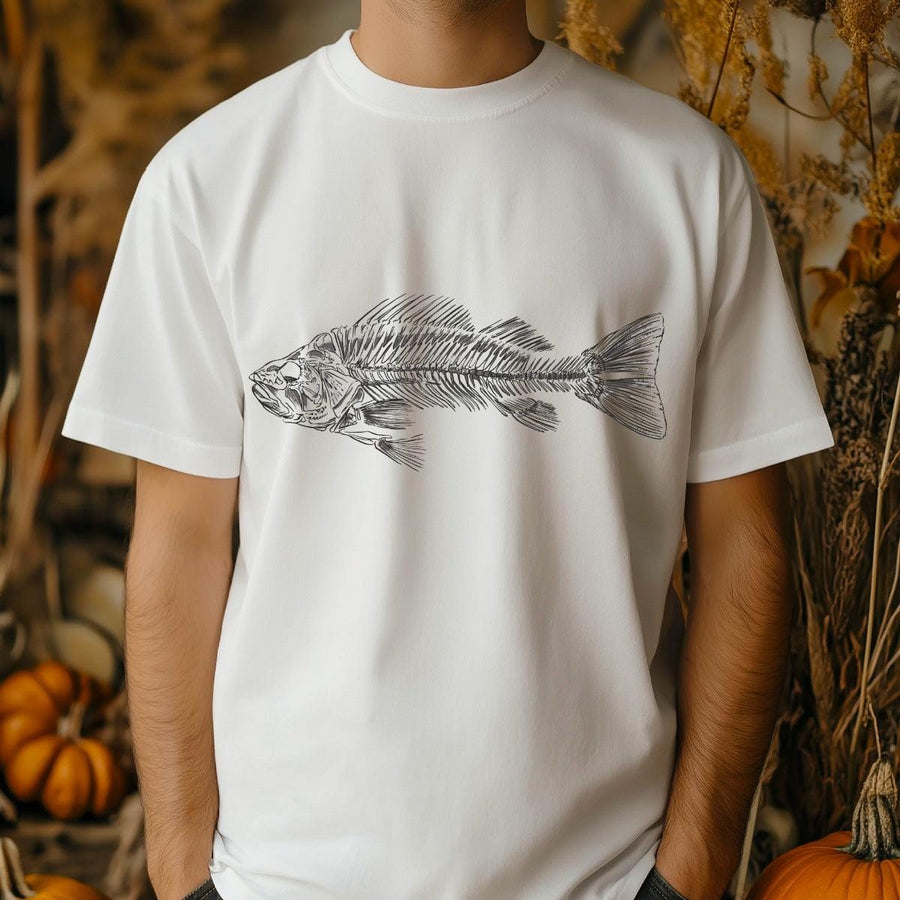 Fish Skeleton Shirt, Vintage Fish Bone Tee, Minimalist Fishing Shirt, Fisherman Dad Gift, Nature Aesthetic Graphic Tee