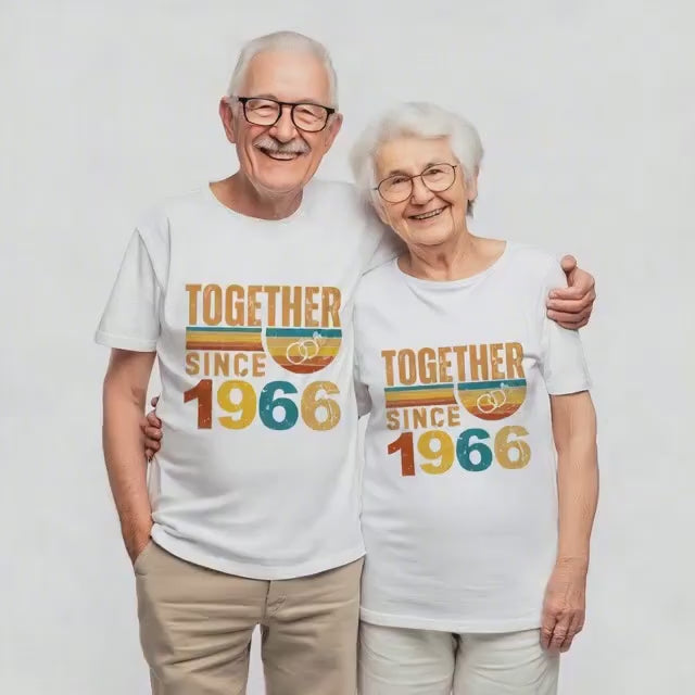 60th Anniversary Matching Couple T-Shirts, Diamond Wedding Gift, Since 1966