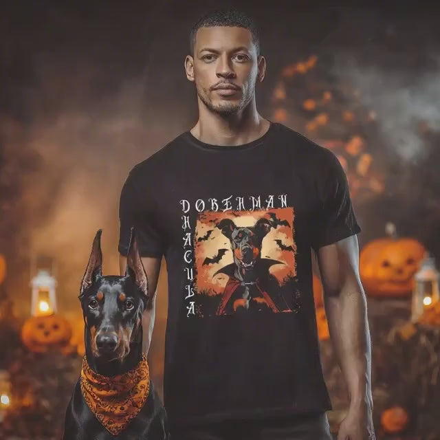 Halloween T-Shirt Doberman Dracula Dog Halloween Shirt Vampire Spooky Season Tee For Men Women & Kids
