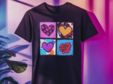 Warhol Inspired Heart & Rose Tee - Pop Art Valentine Gift
