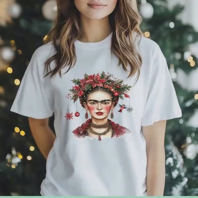 Frida Kahlo Christmas Shirt – Festive Frida T-Shirt, Feminist Holiday Tee, Latina Power Gift, Strong Women Xmas Top, Mex