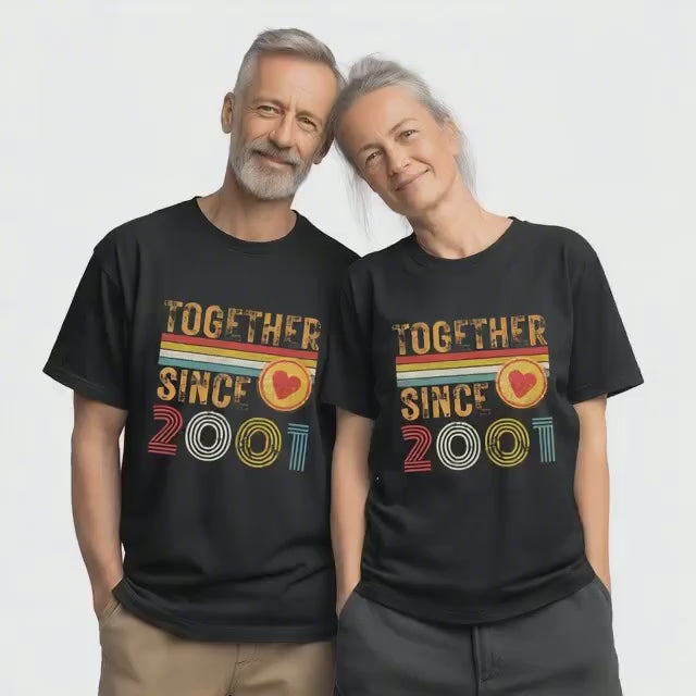 25th Anniversary Couple T-Shirts, Married Since 2001, Silver Anniversary Gift