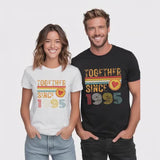 Together Since 1995 Shirt, Custom Year Couple Shirts, Matching Couple Tee, Anniversary Gift for Husband Wife