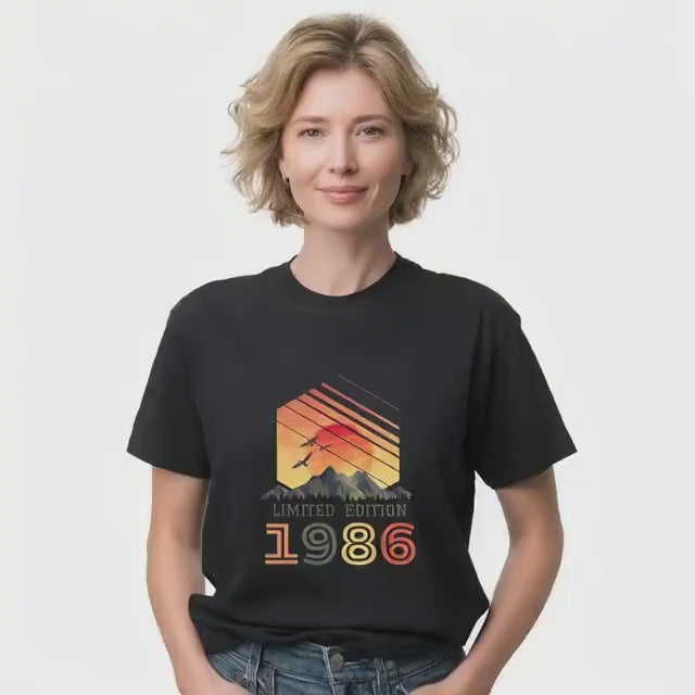 Vintage 1986 Birthday Shirt, 40th Birthday Gift, Limited Edition 1986 T-Shirt, 40 Years of Being Awesome, Retro Sunset M