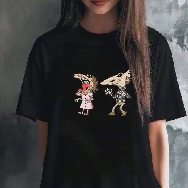 Beetlejuice Adam and Barbara Mask Graphic Organic Cotton T-Shirt