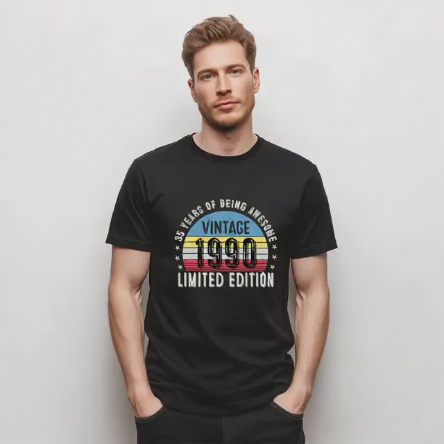 1990 35th Birthday T-Shirt | Funny 35th Gifts for Him, Gifts for Him | Classic 35th T-Shirt for Men