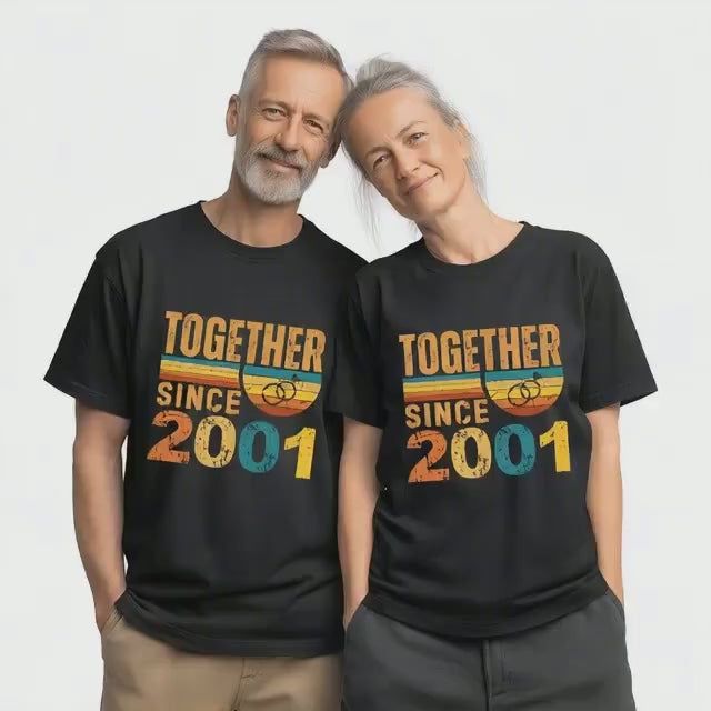 25th Anniversary Matching Couple Shirts, Married Since 2001