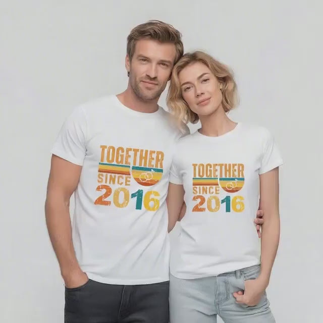 10th Anniversary Matching Couple Shirts, Together Since 2016