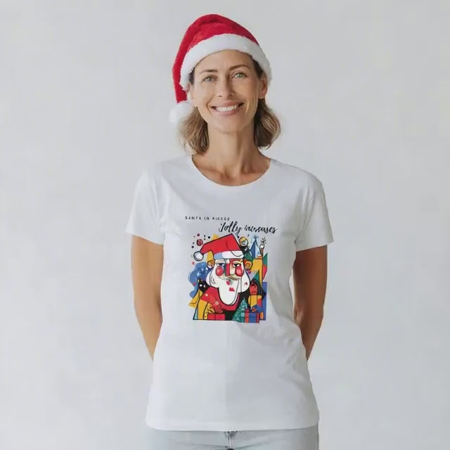 Santa in Pieces Christmas Shirt – Surreal Picasso Style Xmas Tee, Abstract Art Christmas Shirt, Cute Merry Christmas Gif