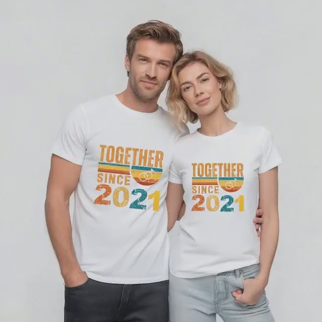 5th Anniversary Matching Couple Shirts, Married Since 2021