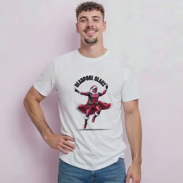Deadpool Claus Christmas T-Shirt – Funny Deadpool Santa Tee, Marvel Xmas Shirt, Superhero Christmas Gift for Him or Her