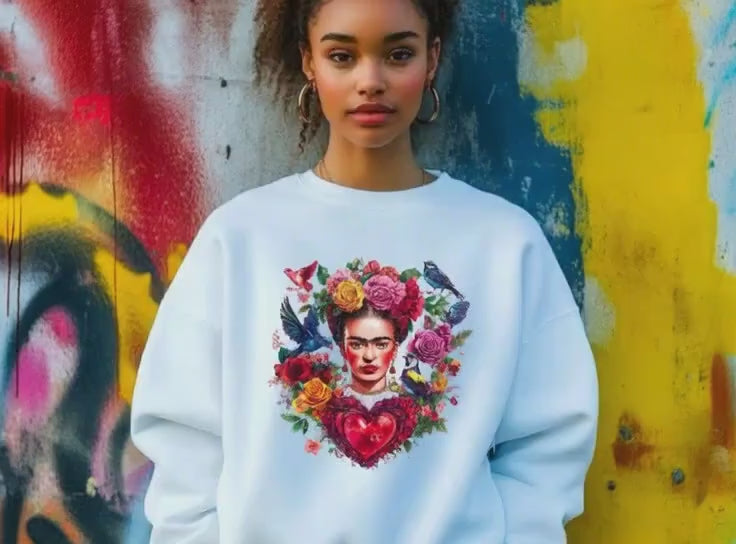 Frida Kahlo Art Sweatshirt | Unique Valentines Gift for Her | Women's Love for Valentine's Day | Frida Inspired 