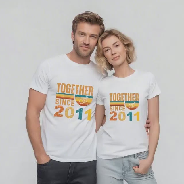 15th Anniversary Matching Couple Shirts, Married Since 2011