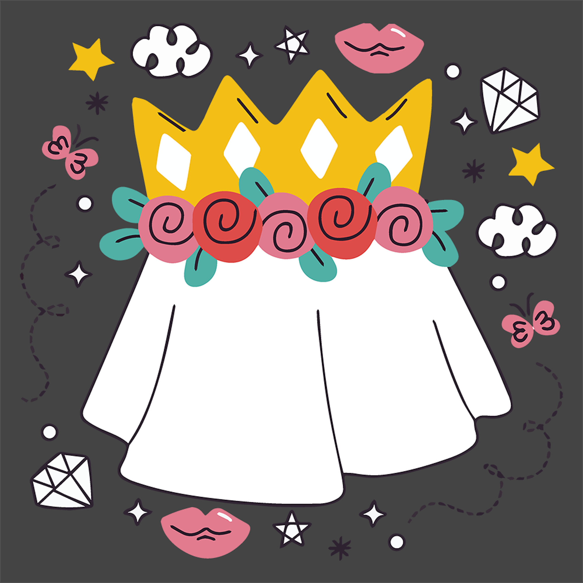 Bride Crown and Dress - Wedding